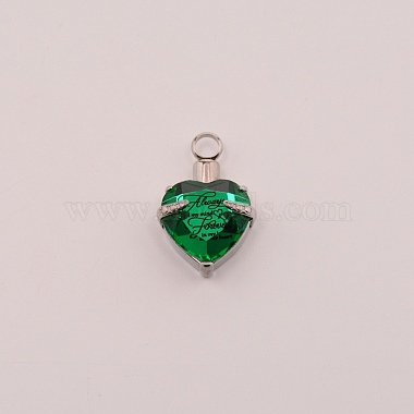Stainless Steel Color Green Word Stainless Steel+Glass Pendants