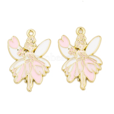 Golden Misty Rose Angel & Fairy Alloy+Enamel Pendants