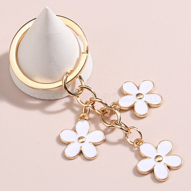 White Flower Alloy Keychain