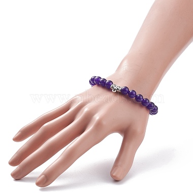 7Pcs 7 Color Natural Malaysia Jade(Dyed) Stretch Bracelets Set with Alloy Hangers(BJEW-JB08133)-3