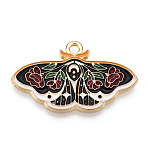 Alloy Enamel Pendants, Butterfly Charm, Black, 18x30x1.5mm, Hole: 1.8mm(ENAM-CJC0020-30)