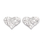 Rack Plating Textured Alloy Pendants, Heart Charms, Cadmium Free & Lead Free, Platinum, 28x35x2.5mm, Hole: 2.5mm(PALLOY-T095-14P)