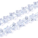Baking Paint Glass Beads Strands, Star & Bowknot, Light Blue, 13.5~14x14~15x7.5~8.5mm, Hole: 0.8~0.9mm, about 49~50pcs/strand, 23.62~24.02 inch(60~61cm)(DGLA-N017-01E)