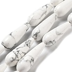 Natural Howlite Beads Strands, Teardrop, 30~30.5x10~10.5mm, Hole: 1.4mm, about 6pcs/strand, 7.13~7.20 inch(18.1~18.3cm)(G-P528-H10-01)