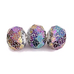 Electroplate Glass Beads, Rondelle with Pattern, Faceted, Colorful, 7~8x5.5~6mm, Hole: 1~1.2mm(EGLA-N026-01A-F03)