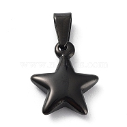 Ion Plating(IP) 304 Stainless Steel Charms, Star, Black, 18x14.8x4.1mm, Hole: 3x6.8mm(STAS-I127-067B-02)