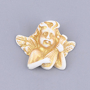 Resin Cabochons, Spray Painted, Angel, Goldenrod, 27x32x10mm(CRES-T011-35)