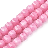 Natural White Jade Beads Strands, Faceted, Dyed, Round, Pearl Pink, 11~12x11~12x10mm, Hole: 1.2mm, about 38~39pcs/strand, 15.16~15.59 inch(38.5~39.6cm)(G-N344-03A)