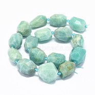 Natural Amazonite Beads Strands, Faceted, Nuggets, 14~21.5x11~22.5mm, Hole: 1.2mm, about 16~20pcs/strand, 15 inch(38.2cm)(G-F632-46)