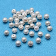Grade AAA Natural Cultured Freshwater Pearl Beads, Half Drilled Hole, Half Round, White, 4.5~5x3.5~4.5mm, Hole: 1mm(PEAR-D001-4.5-5-2AAA)