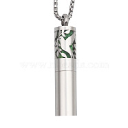 316 Surgical Stainless Steel Diffuser Lock Pendants, (Not including cotton diffuser filter and chain necklace), Column with Bird, Stainless Steel Color, 48x10mm, Hole: 5mm(BOTT-PW0001-005P-21)