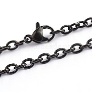 304 Stainless Steel Cable Chain Necklaces, Electrophoresis Black, 23.6 inch(60cm), 3mm(STAS-F016-21A)