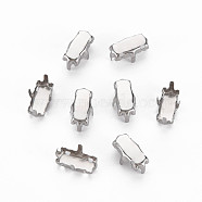 201 Stainless Steel Sew on Prong Settings, Claw Settings for Flat Back Rhinestone, Rectangle, Stainless Steel Color, Tray: 4x10mm, 10.5x5x5mm, Hole: 1mm(STAS-T032-09-5x10mm-01)