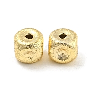 Brass Textured Beads, Square, Real 18K Gold Plated, 6.5x6.5x6.5mm, Hole: 1.6mm(KK-P258-04A-G)