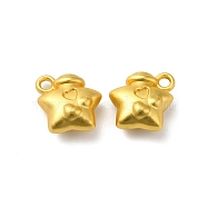 Alloy Charms, Star-shaped Wishing Bottle with Heart Pattern, Matte Gold Color, 12x10x5.5mm, Hole: 1.5mm(FIND-G057-04MG)