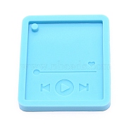 DIY Food Grade Silicone Molds, Resin Casting Molds, For UV Resin, Epoxy Resin Craft Making, Rectangle with MP3 Player, Sky Blue, 63x53.5x6.5mm, Hole: 4mm, Inner Diameter: 45x55mm(BG-TAC0001-10B-01)