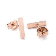 Cuboid 304 Stainless Steel Stud Crawler Earrings, Hypoallergenic Earrings, Climber Earrings, Rose Gold, 10x2x1.8mm, Pin: 0.8mm(EJEW-O052-45RG)