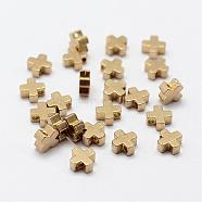 Brass Tiny Cross Charms, Nickel Free, Raw(Unplated), 6x6x3mm, Hole: 1.5mm(KK-P094-30)
