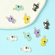 10Pcs 5 Colors Alloy Enamel Pendants, Cadmium Free & Nickel Free & Lead Free, Light Gold, Cat Charm, Mixed Color, 18.5x12x1.2mm, Hole: 1.6mm, 2pcs/color(ENAM-YW0003-74)