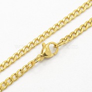 304 Stainless Steel Curb Chain Necklaces, with Lobster Claw Clasps, Golden, 29.5 inch(74.9cm)(STAS-O037-95G)