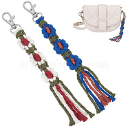 2Pcs 2 Colors Macrame Wristlet Cotton Pendant Decorations, Flower Handmade Keychain Holder Wrist Lanyard for Handbag Backpack Car Key Decoration, Mixed Color, 205mm, 1pc/color(AJEW-GO0001-02)