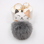 Cute Cat Keychain Plush Pendant for Bags and Wallets, Gray(ST2511733)