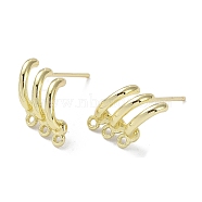 Brass Stud Earrings Findings, with 925 Sterling Silver Pins, C-Shape, Real 14K Gold Plated, 12x9x5mm, Hole: 1mm, Pin: 0.5x12mm(KK-B087-08G)