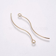 Brass Pendants, for Earring Making, Curved, Golden, 45x6x0.8mm, Hole: 2mm(IFIN-WH0051-14A-G)