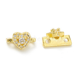 Rack Plating Brass Pave Cubic Zirconia Slide Charms, Cadmium Free & Lead Free, Long-Lasting Plated, Heart, Real 18K Gold Plated, 6x10x6mm, Hole: 1.4mm(KK-G464-04G)