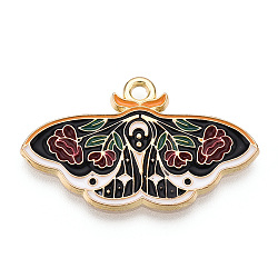 Alloy Enamel Pendants, Butterfly Charm, Black, 18x30x1.5mm, Hole: 1.8mm(ENAM-CJC0020-30)
