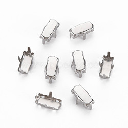 201 Stainless Steel Sew on Prong Settings, Claw Settings for Pointed Back Rhinestone, Rectangle, Stainless Steel Color, Tray: 4x10mm, 10.5x5x5mm, Hole: 1mm(STAS-T032-09-5x10mm-01)