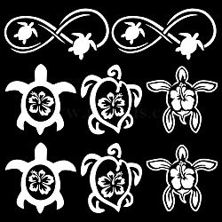 8 Sheets 4 Style Turtle & Infinity Laser Style PET Waterproof Self-Adhesive Stickers, Decals for Car, Motocycle Decor, Silver, 123~173x87~119x0.1mm, 2 Sheets/style(STIC-GF0001-01B)