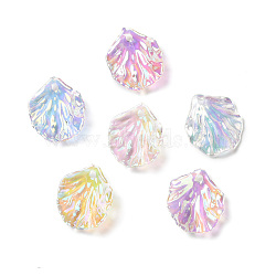 UV Plating Transparent Acrylic Pendants, Iridescent, Leaf, Mixed Color, 19x17x1mm, Hole: 1.4mm(MACR-F074-01)