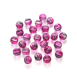 Two Tone Transparent Spray Painted Acrylic Corrugated Beads, for Name Bracelets & Jewelry Making, Round, Orchid, 10x9.5x10mm, Hole: 1.5mm, 200pcs*1 bag(ACRP-YW0001-04B-10mm)
