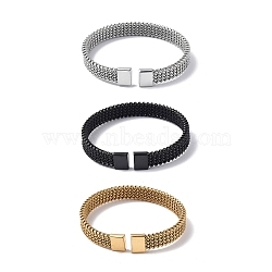 304 Stainless Steel Mesh Chain Shape Open Cuff Bangle for Women, Mixed Color, Inner Diameter: 2-1/4 inch(5.7cm)(BJEW-C031-03)