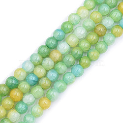 Crackle Glass Beads Strands, Dyed & Heated, Round, Light Green, 10mm, Hole: 1mm, about 78~79pcs/strand, 29.92 inch~30.24 inch(76~76.8cm)(GLAA-N046-004B-18)