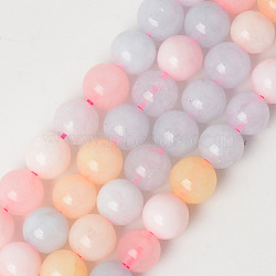 Natural Quartz Beads Strands, Dyed & Heated, Imitation Morganite Color, Round, Mixed Color, 10~10.5mm, Hole: 1.2mm, about 38pcs/Strand, 14.96 inch(38cm)(G-T129-10-10mm)