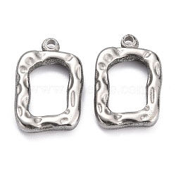 304 Stainless Steel Open Back Bezel Pendants, For DIY UV Resin, Epoxy Resin, Pressed Flower Jewelry, Rectangle, Stainless Steel Color, 19.7x13x2.8mm, Hole: 1.6mm(STAS-H140-19P)