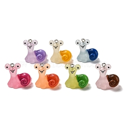 Snail Resin Pendants, with Platinum Tone Iron Loop, Mixed Color, 23x23x13mm, Hole: 2mm(RESI-E059-09)