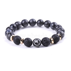 Natural Lava Rock Stretch Bracelets, Constellation Bracelet, Scorpio, Inner Diameter: 2-3/8 inch(6cm)(PW-WG48909-08)