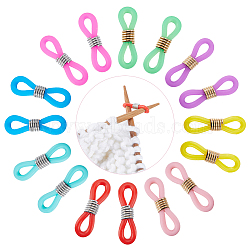 80Pcs 8 Color Rubber Knitting Needles Stoppers, Knitting Needles Point Protectors, with 10Pcs Brass Wine Glass Charm Rings, Mixed Color, 2x0.7cm, 10Pcs/color(DIY-SC0023-78)