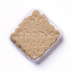 Resin Cabochons, Square with Word Thank You, Tan, 24.5x24x5mm(RESI-Z002-08)