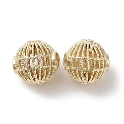 Brass Beads, Round, Real 18K Gold Plated, 8x8.5mm, Hole: 1.2mm & 1.6mm(KK-G491-49G)