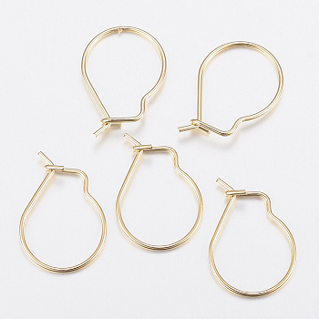 304 Stainless Steel Earring Hooks, Ear Wire, Golden, 18x13x0.8mm