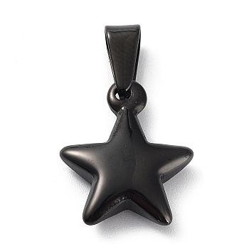 Ion Plating(IP) 304 Stainless Steel Charms, Star, Black, 18x14.8x4.1mm, Hole: 3x6.8mm