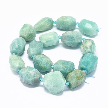 Natural Amazonite Beads Strands, Faceted, Nuggets, 14~21.5x11~22.5mm, Hole: 1.2mm, about 16~20pcs/strand, 15 inch(38.2cm)