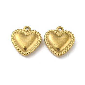 Ion Plating(IP) 304 Stainless Steel Charms, Heart Charm, Real 18K Gold Plated, 10.5x10x3mm, Hole: 1mm