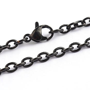 304 Stainless Steel Cable Chain Necklaces, Electrophoresis Black, 23.6 inch(60cm), 3mm