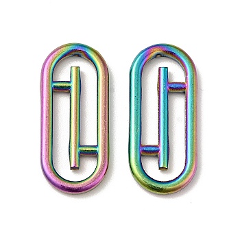 304 Stainless Steel Linking Rings, Oval Paperclip Shape, Rainbow Color, 23x10x2mm