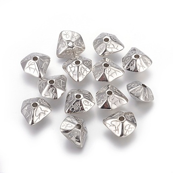 CCB Plastic Carved Beads, Nuggets, Platinum, 21x20x11mm, Hole: 3mm